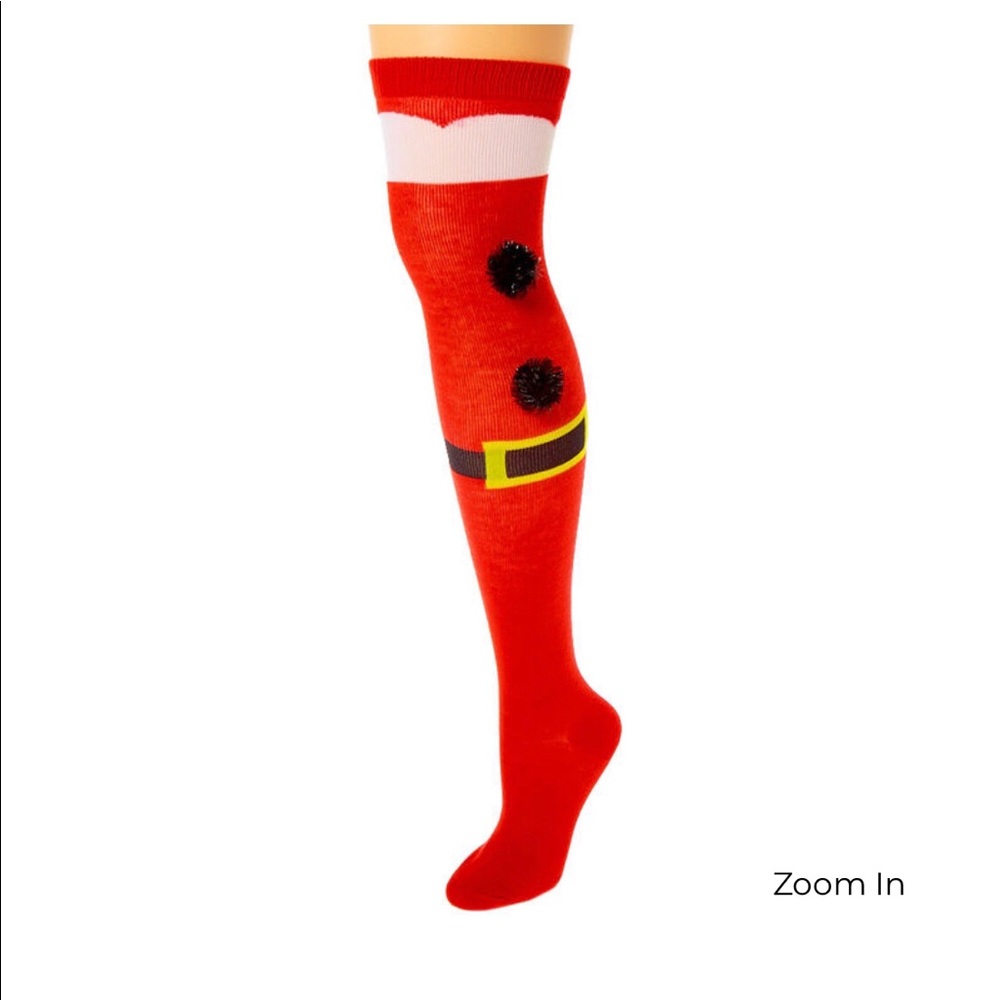 NEW, 🎄Santa Pom Over the Knee Socks